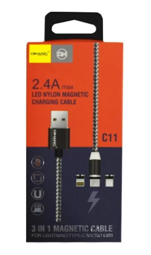 Cable Cargador Magnético Usb 3 En 1 Tipo-c Micro Usb